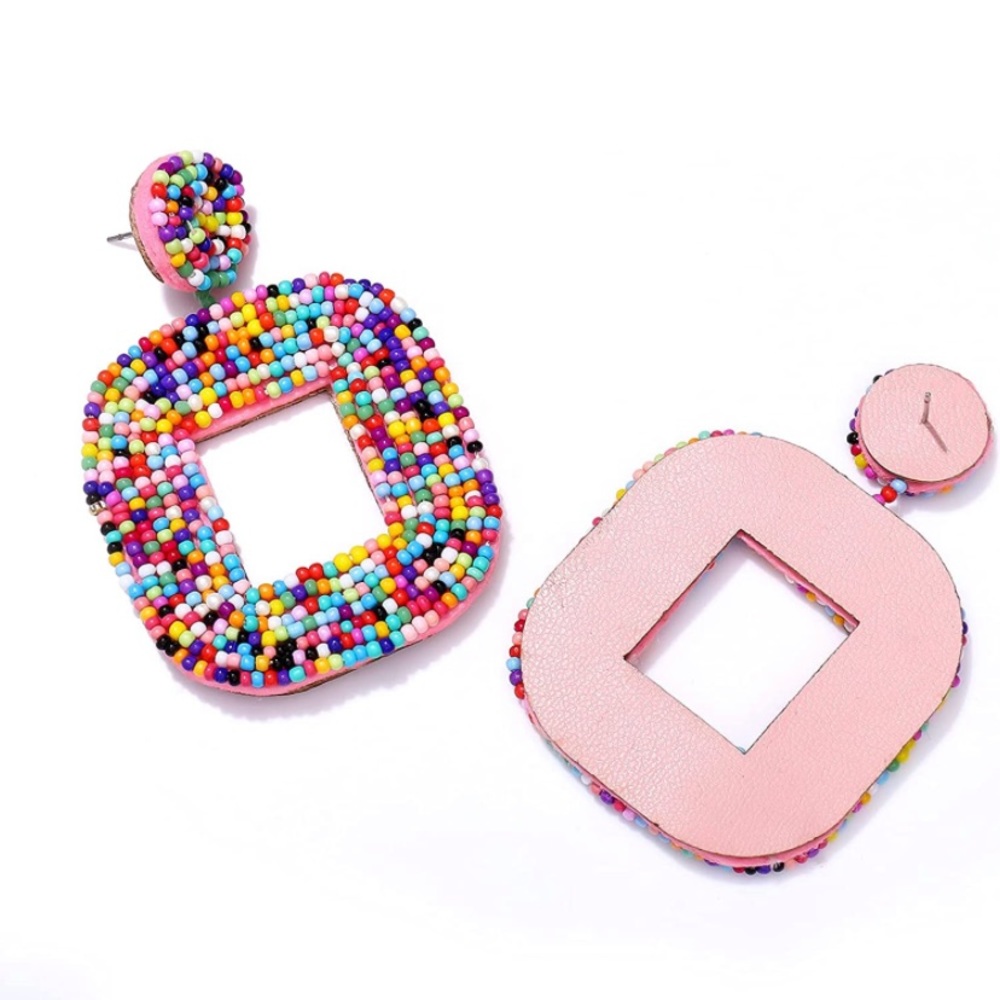 🛑SOLD🛑 Colorful big hanging beaded earrings - Picture 7 of 10